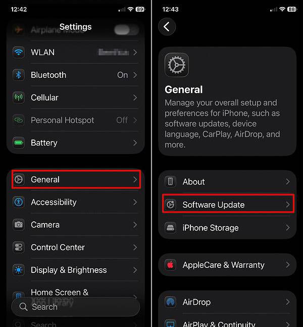 iphone 11 Pro Settings Software Update