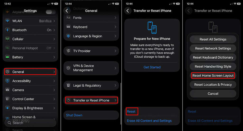 iphone 11 Pro reset home screen layout settings