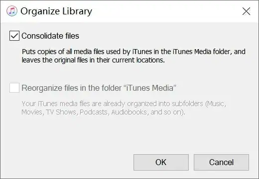 Consolidate files for iTunes Library