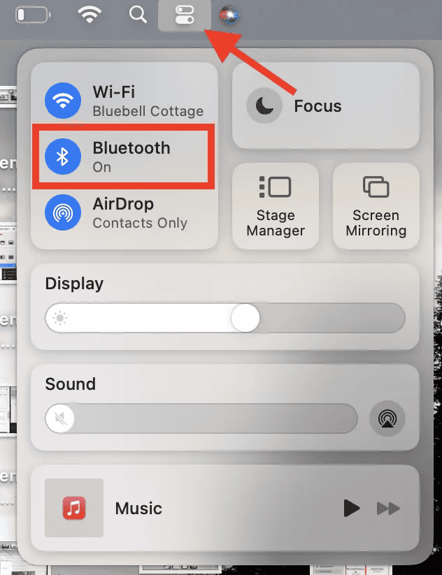 mac Control center Bluetooth