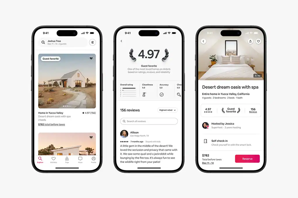 Interface Airbnb sur iPhone
