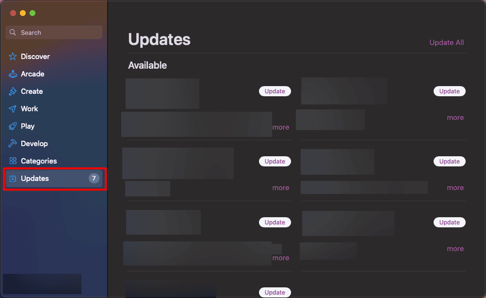 App Store macOS Update section