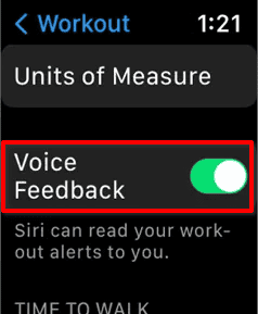 Apple Watch Voice Feedback setting