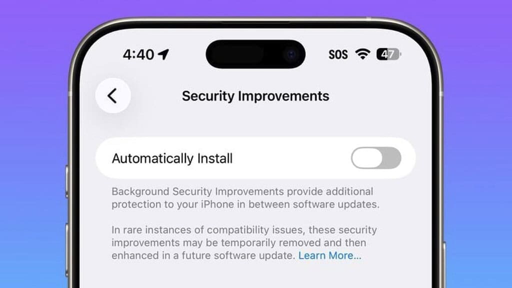 Automatically install Background Security Improvements