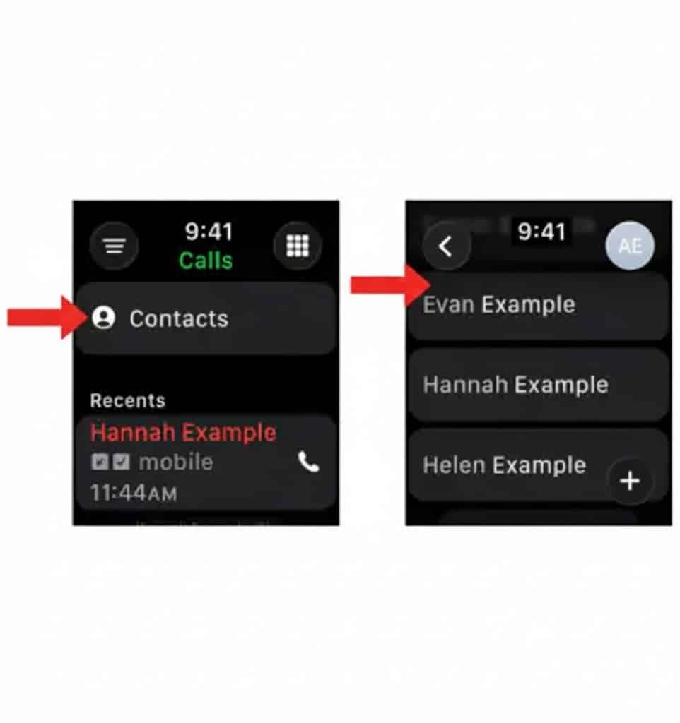 Call from apple watch using contacts