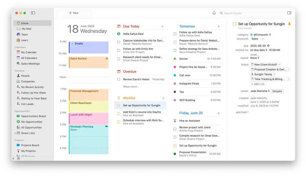 Daylite app for Mac
