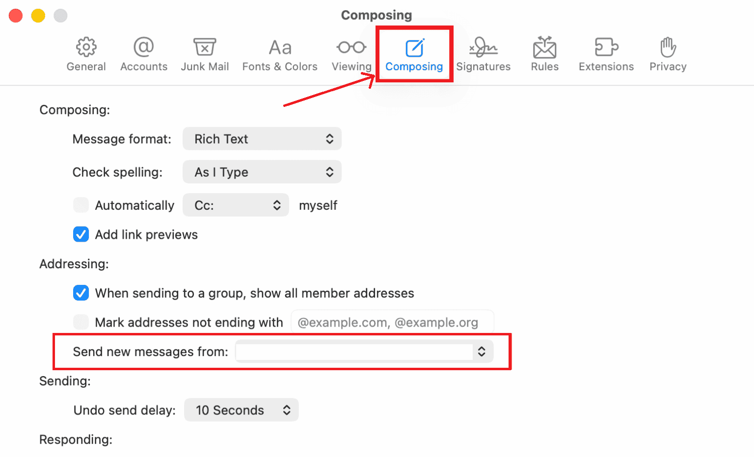 Default Mail Account Mac