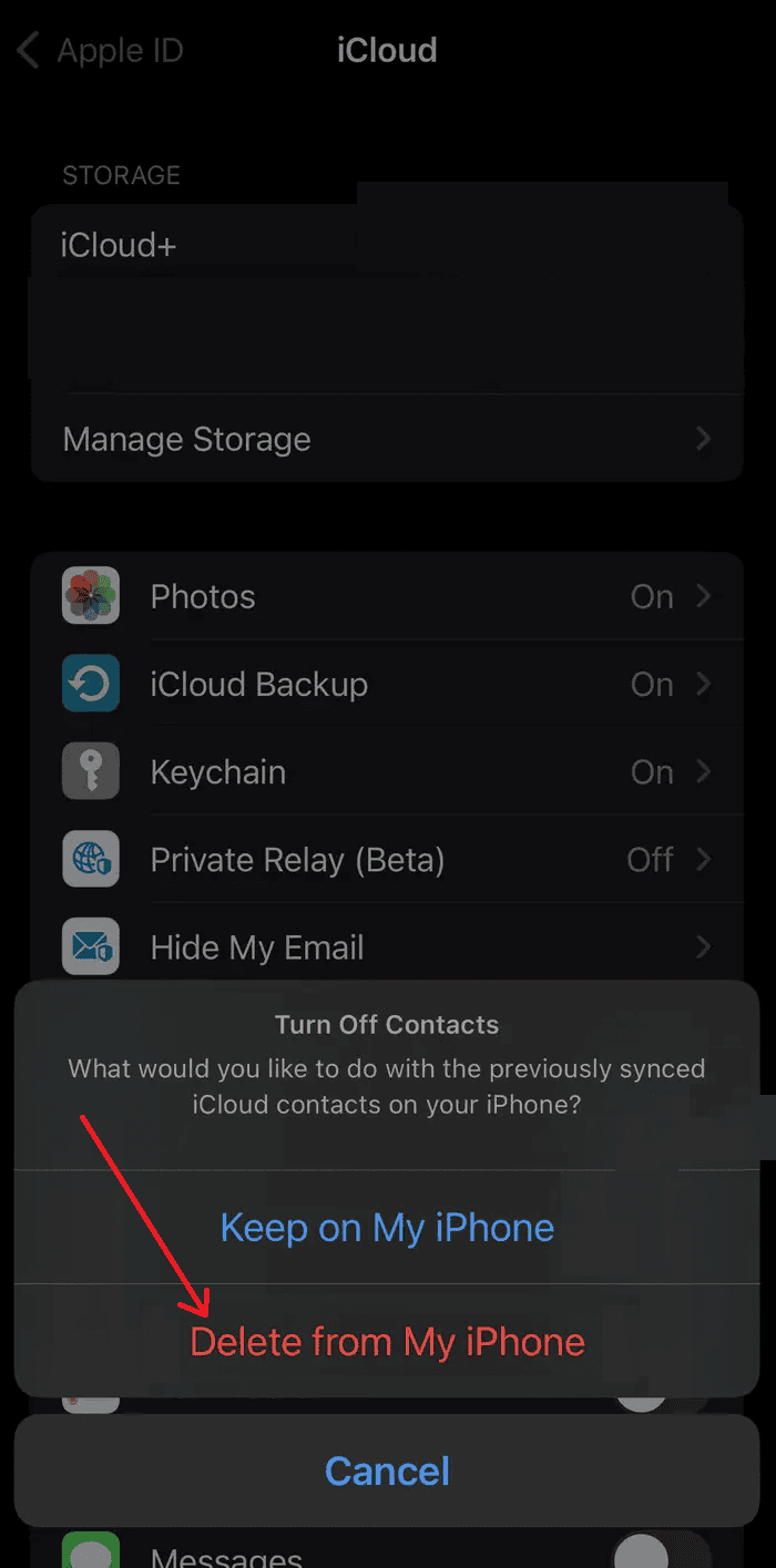 Delete from my iPhone contacts