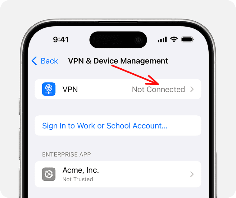 Disable VPN iPhone