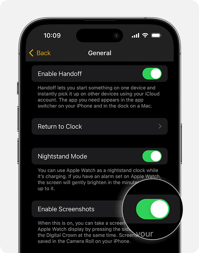 Enable Screenshots iPhone for Apple Watch