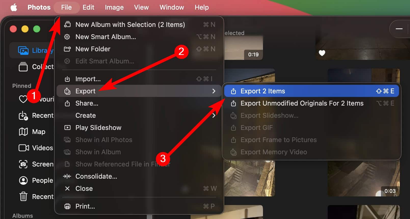 Exporting a photo in Photos on Mac