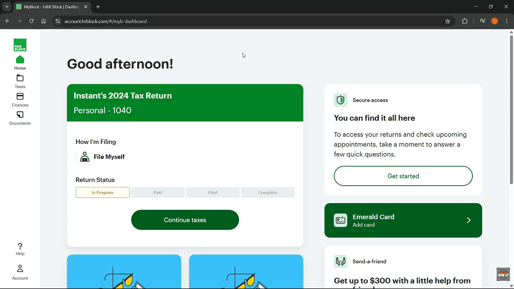 Interface du logiciel fiscal H&R Block
