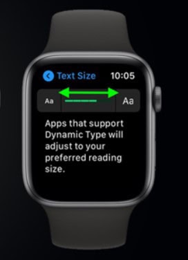 Increase text size Apple Watch