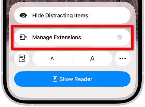 Manage Extensions for Safari in iOS