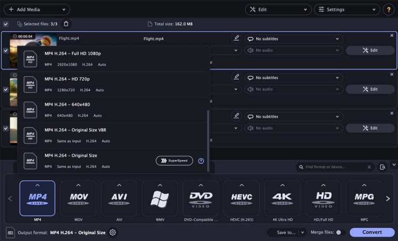 Movavi Video Converter on a Mac