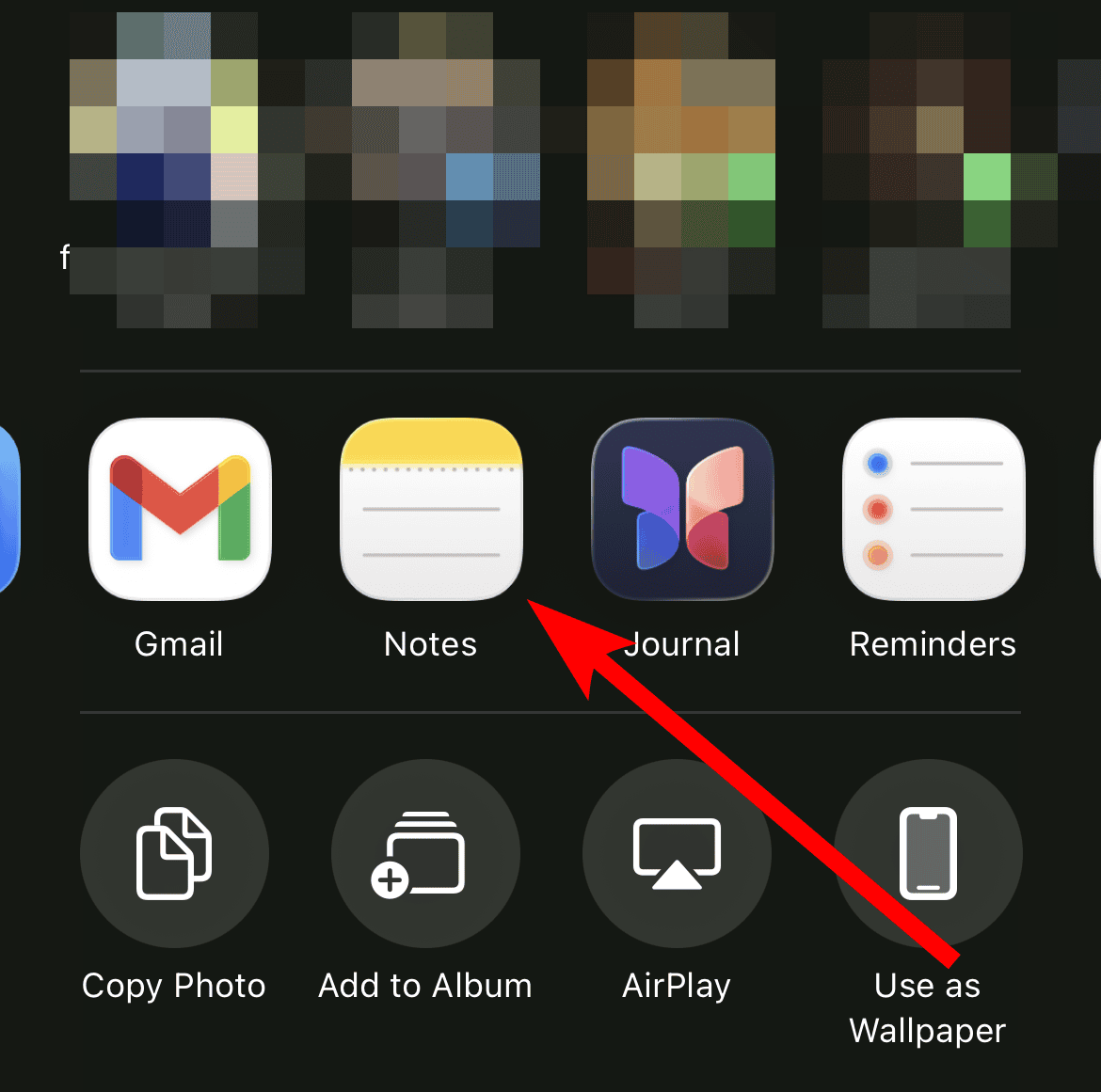 Picking Apple Notes when sharing something on iPhone