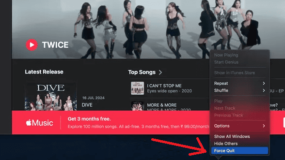Quit Apple Music Mac