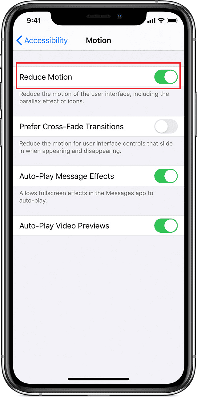 Reduce Motion iPhone