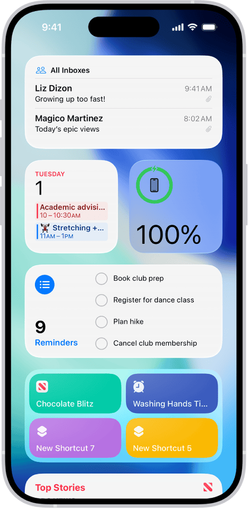 Reminders Widgets on an iPhone