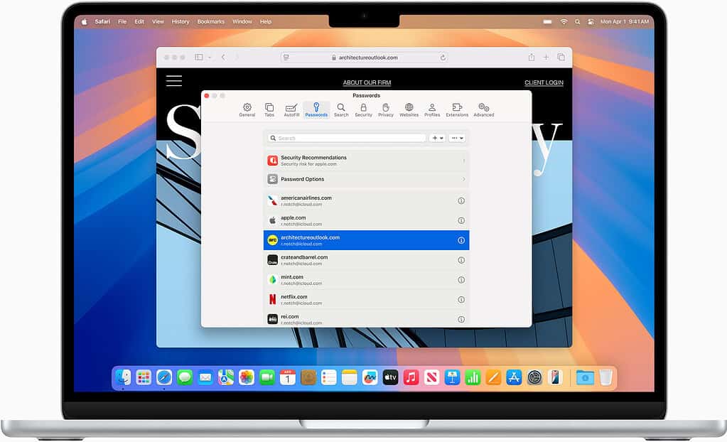 Safari on a Mac