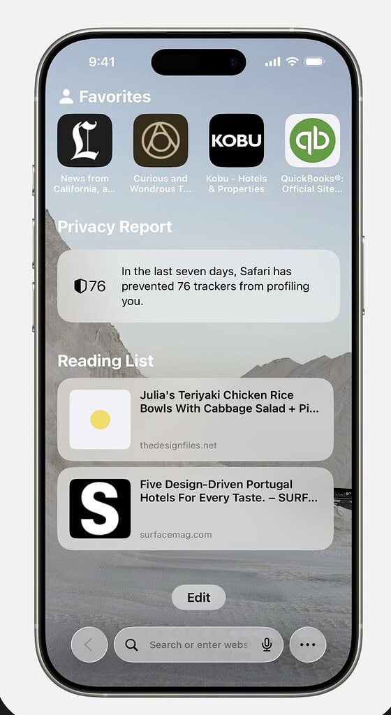 Safari on an iPhone
