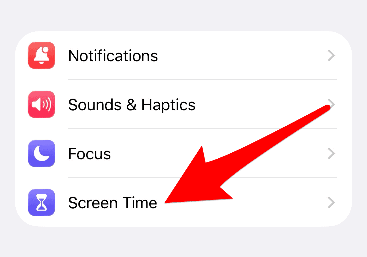 Screen Time option in iPhone settings