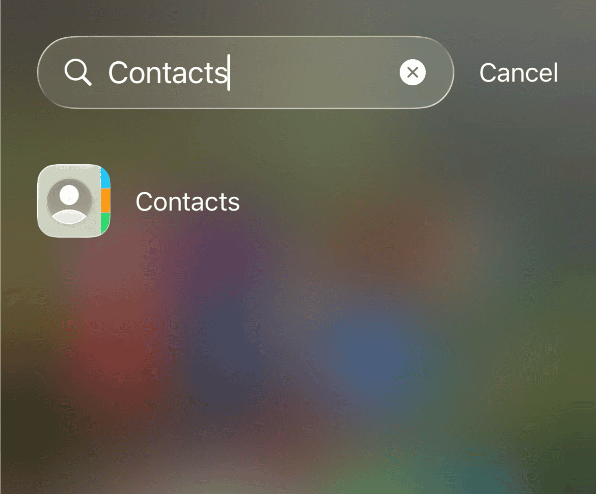 Searching for the Contacts app