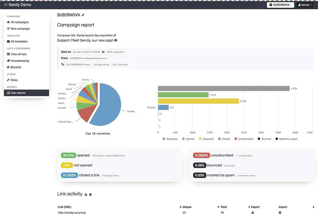 Sendy Interface