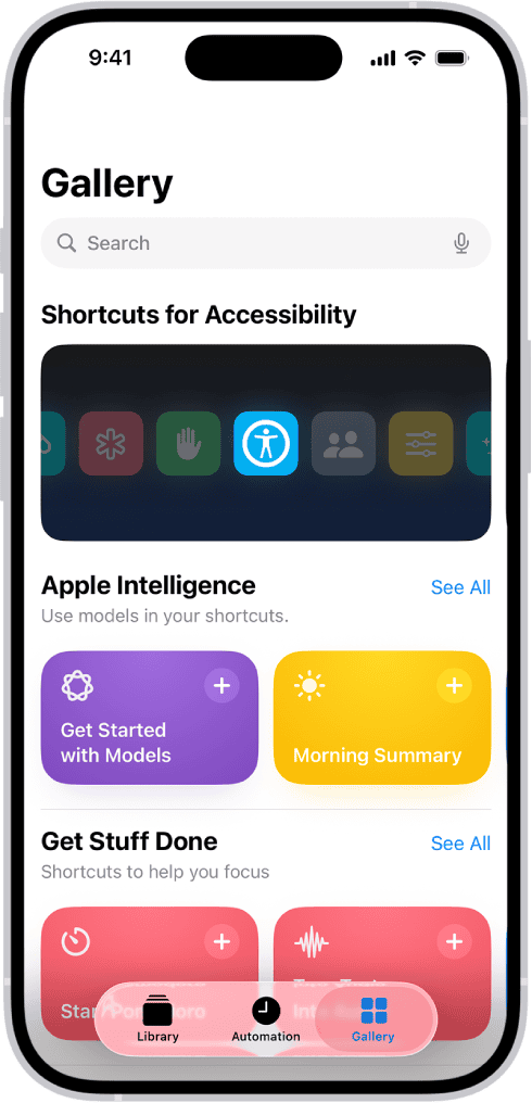Shortcuts widgets on iPhone
