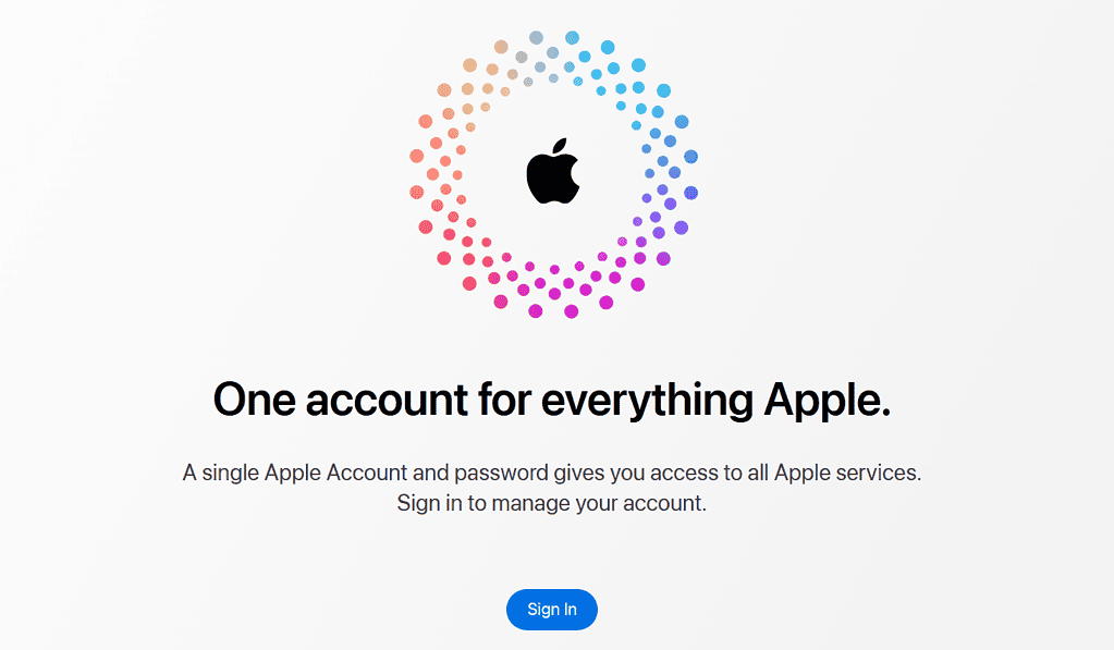 Sign-in on the Apple ID website