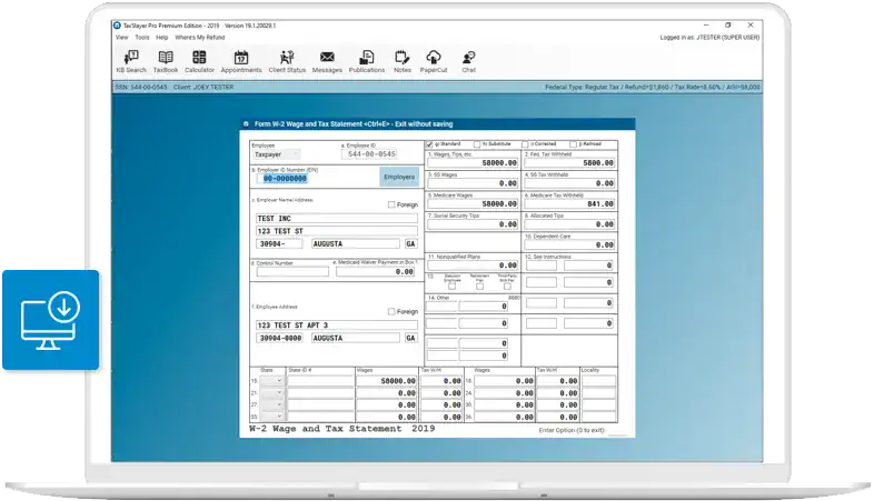 TaxSlayer Pro Web on a computer