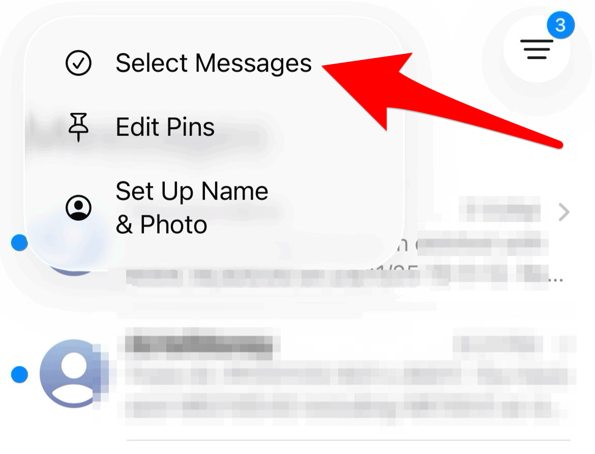 The Select Messages option in the Messages app on iPhone
