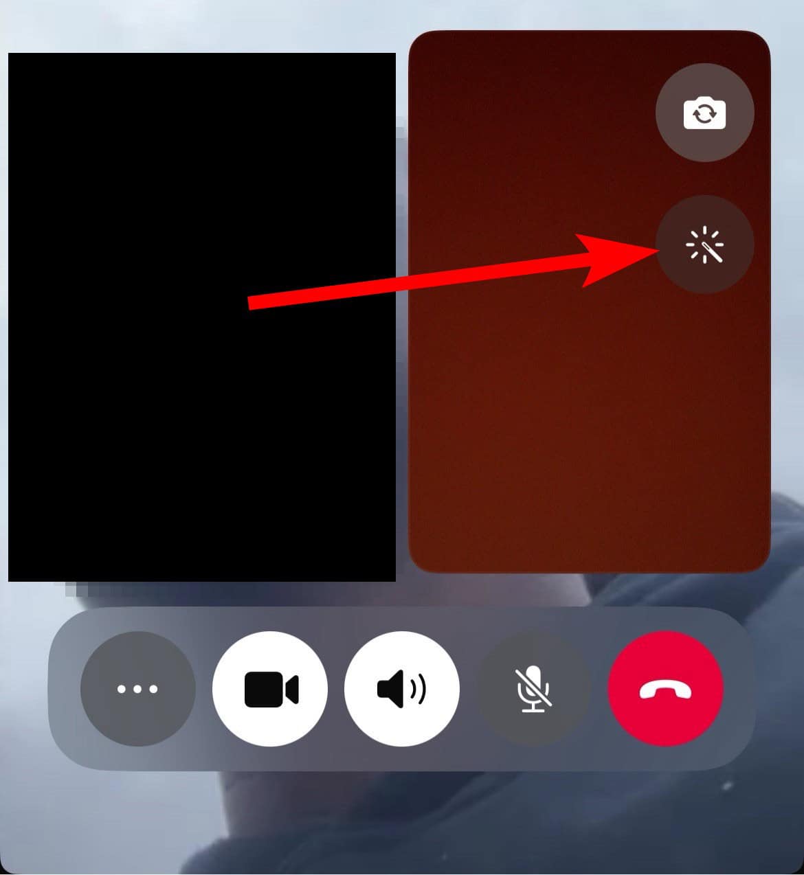 The Video Effects option in a WhatsApp call