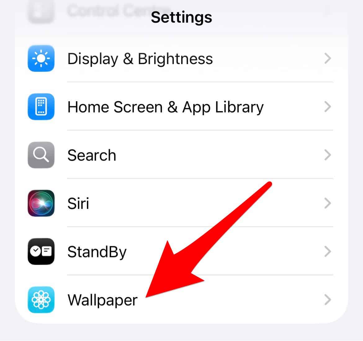 The Wallpaper option in iPhone settings