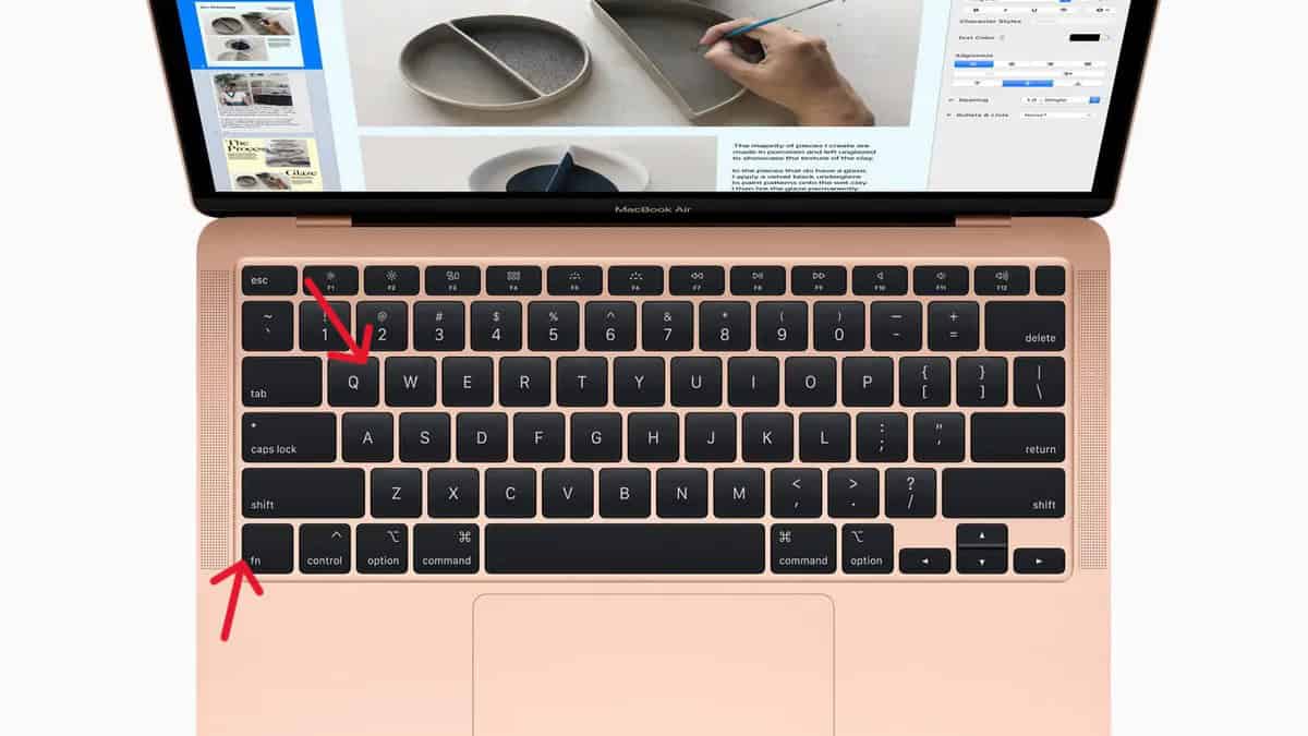 apple mac keyboard Fn and Q key