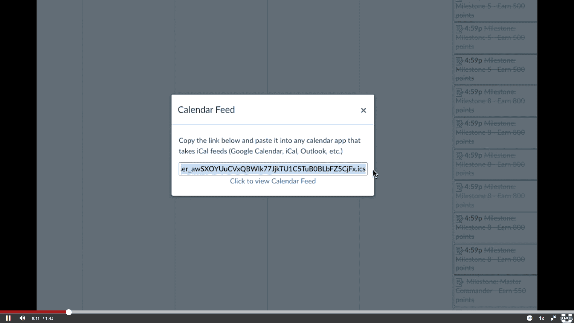 calendar feed url
