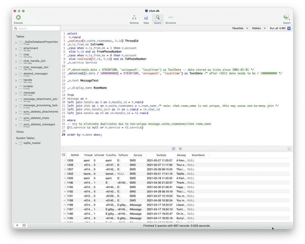 chatdb on mac