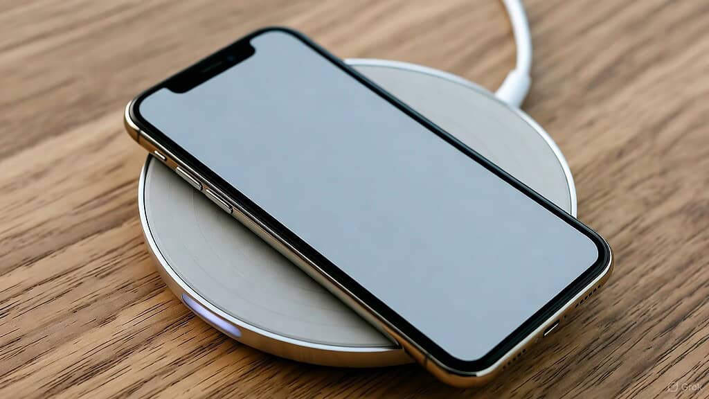 iPhone on a Qi charger