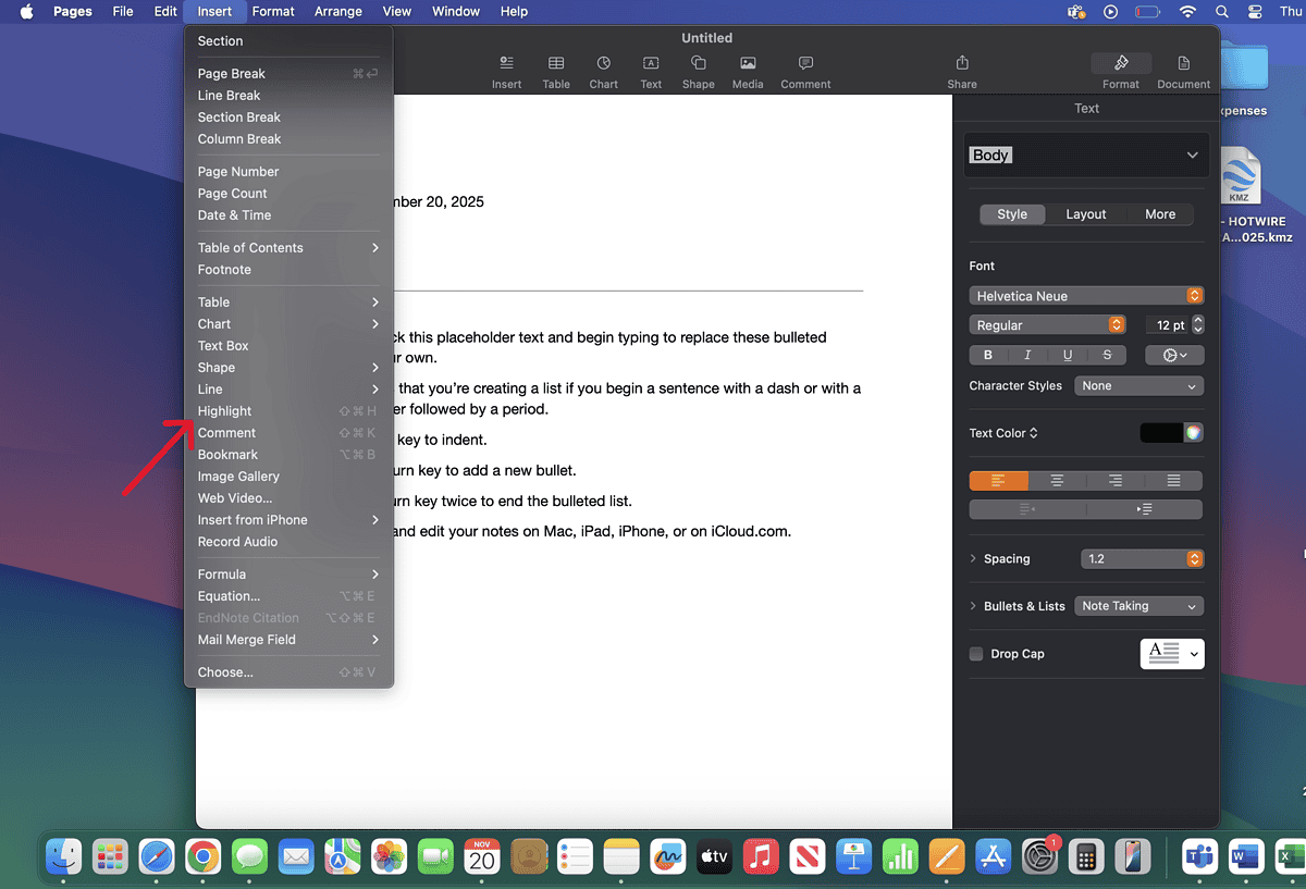 How to Highlight Text in Pages for Mac