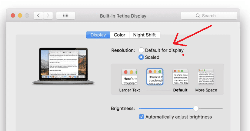 macOS Display Settings