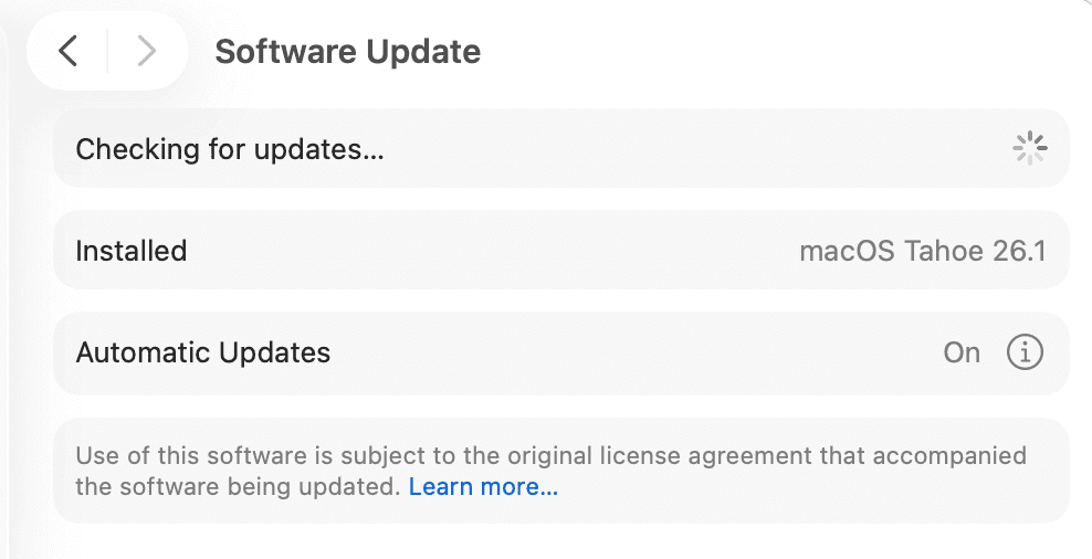macOS check for updates