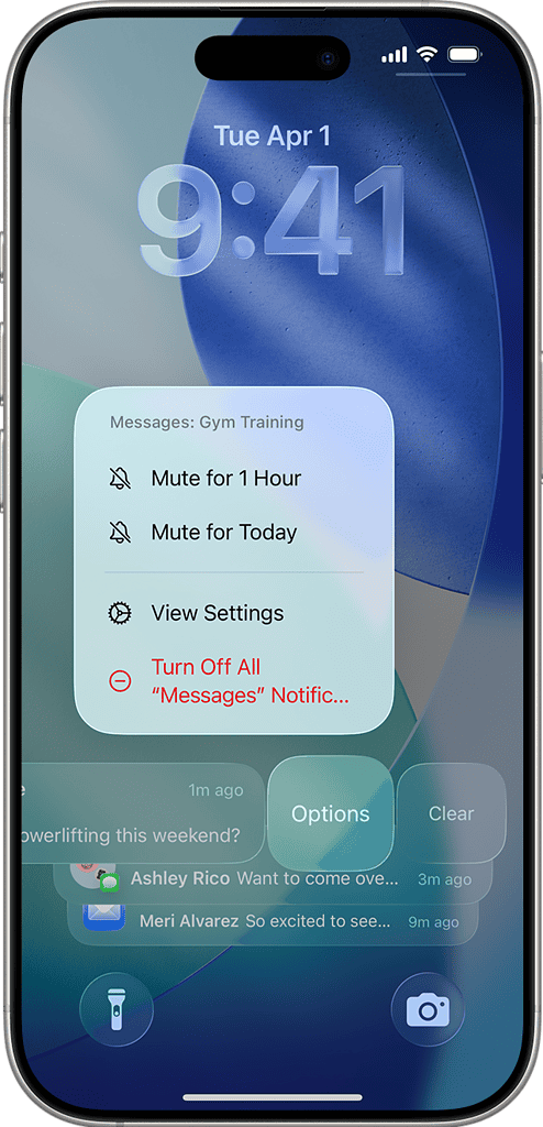 iPhone lock screen displaying incoming notification banner.