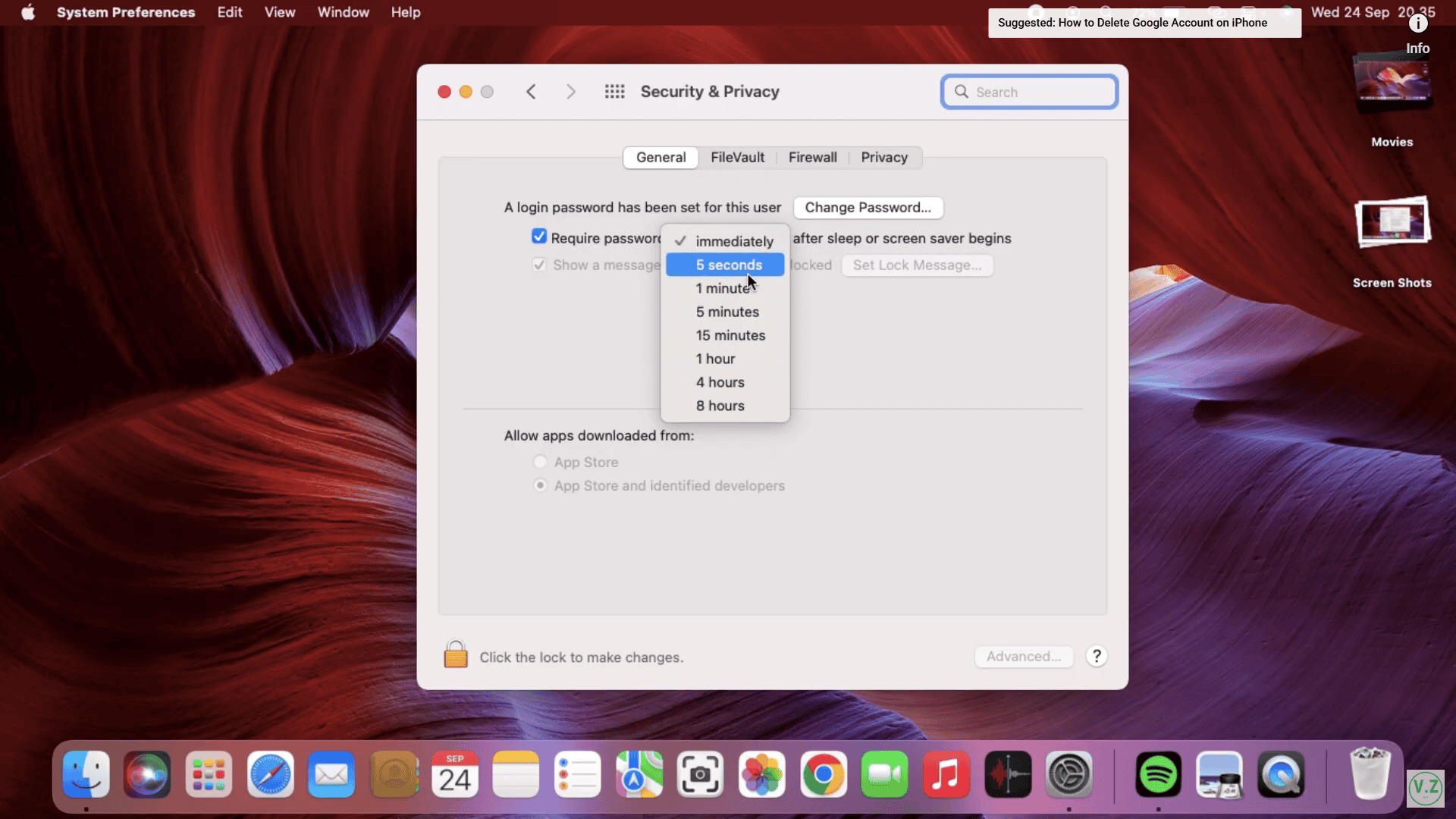 password prompt after sleep