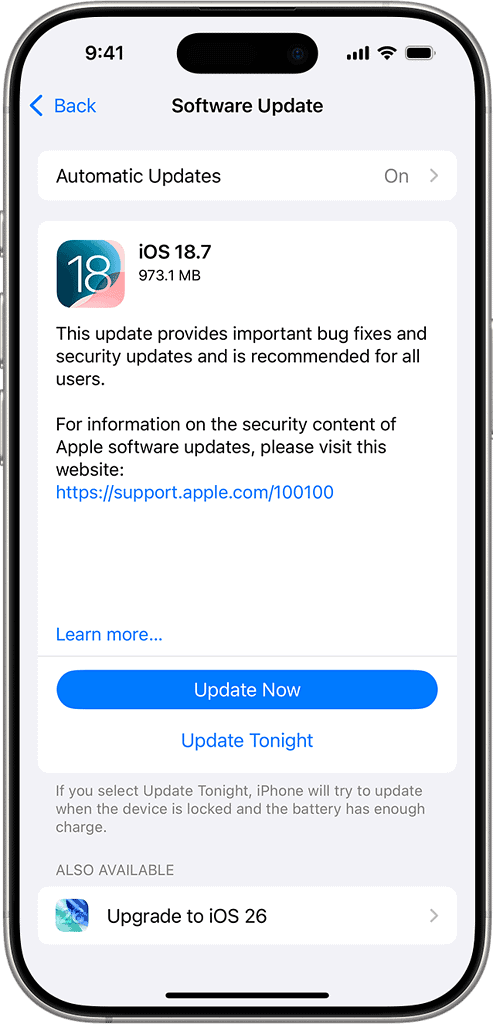 software update on iPhone