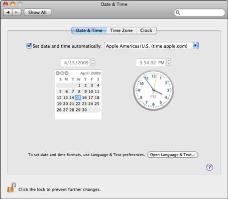 Date and time setting on Mac