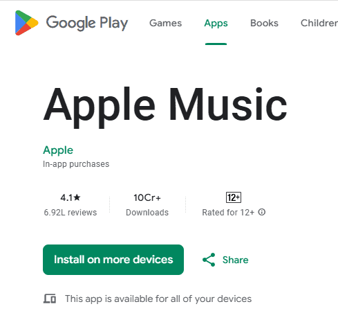 Apple Music Google Play Store