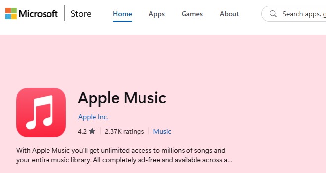 Apple Music Windows Store