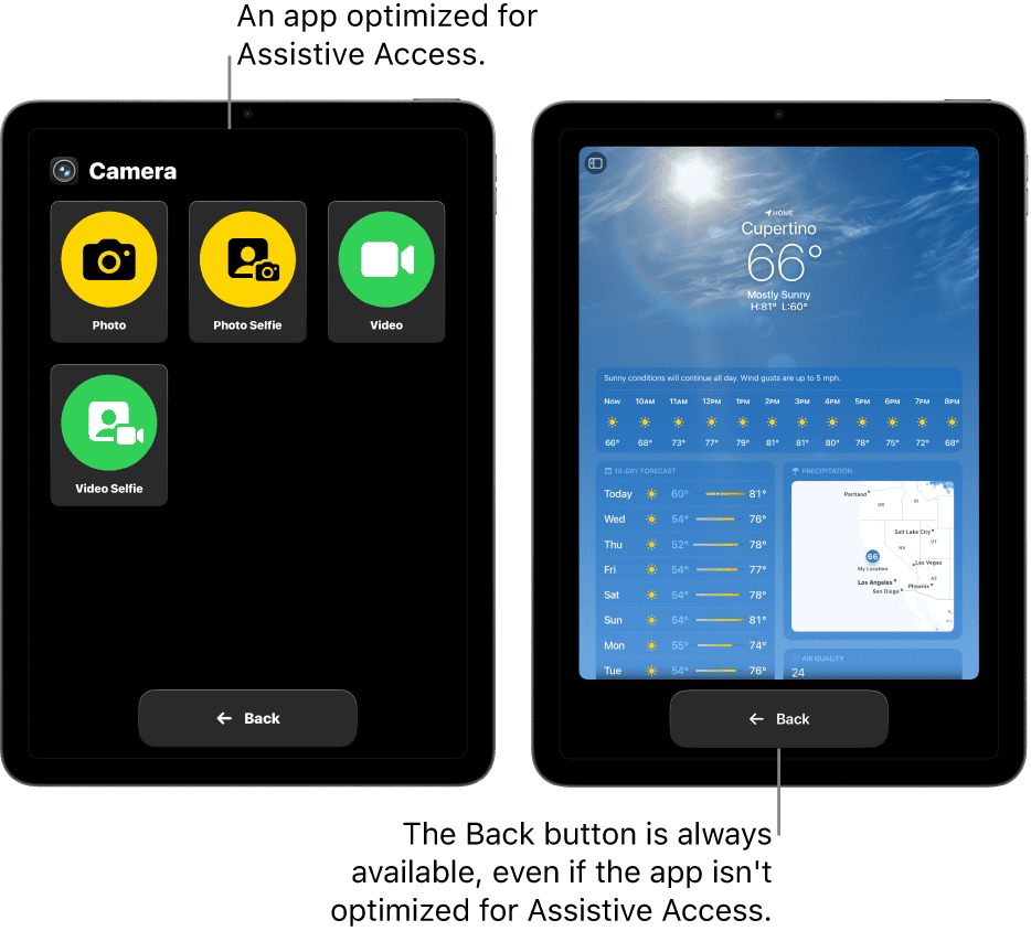 Assistive Access apps iPad