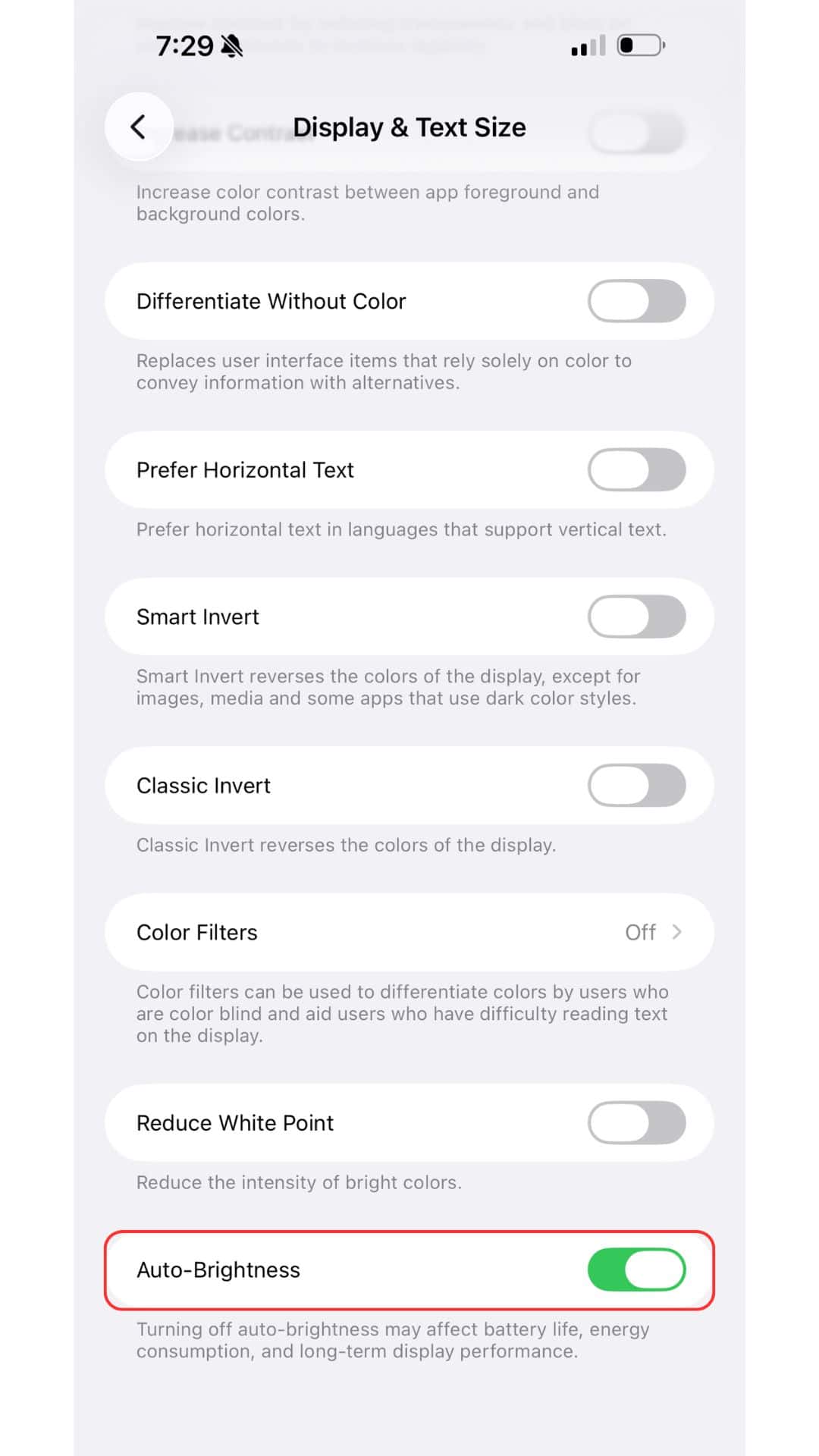 auto brightness settings