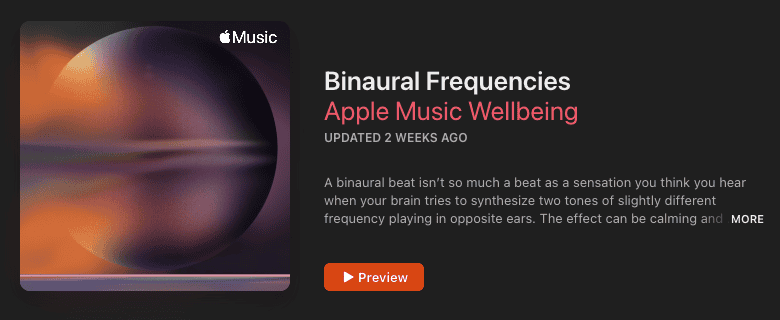 Binaural Frequencies Apple Music playlist